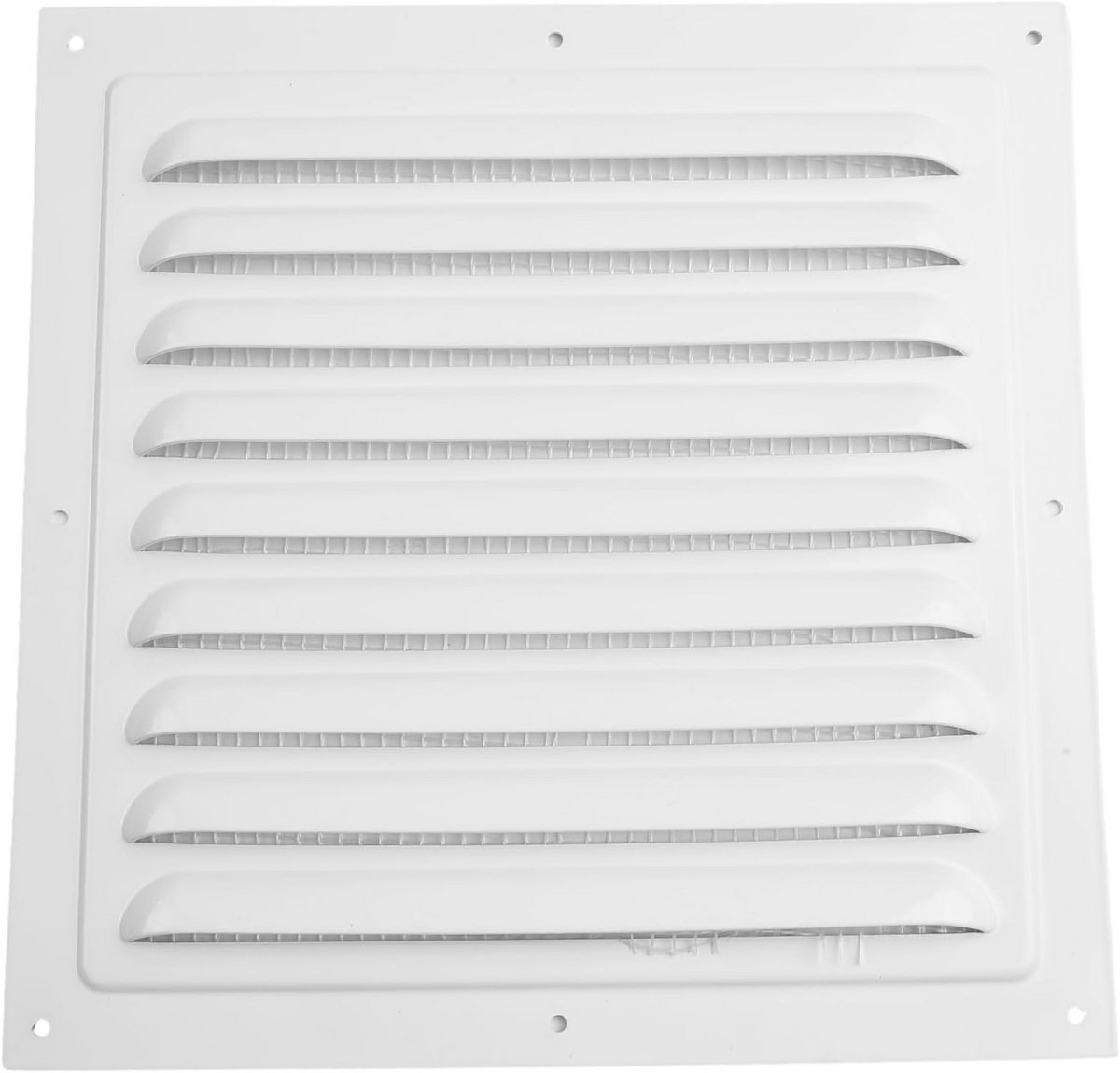 Witte Louvre Ventilatie Rooster met Insektengaas - Diverse Maten