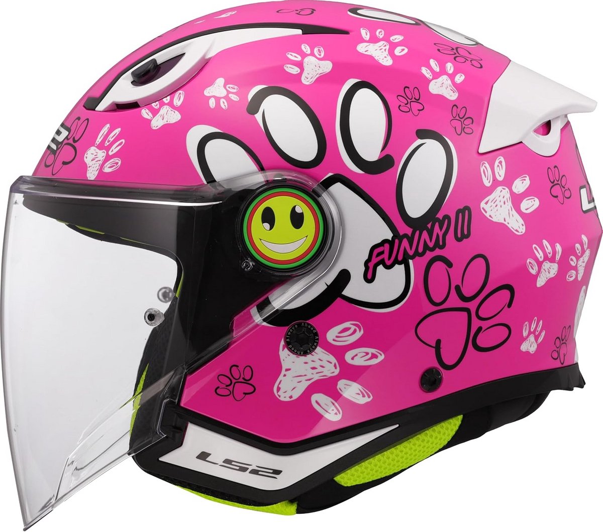 Kinder Jet Motorhelm Roze met Pootafdrukken - Veilig en Comfortabel