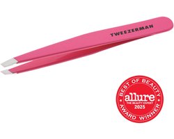 Tweezerman Slant Tweezer Pretty In Pink – Wenkbrauw Pincet - Professioneel Precisie Pincet Met Schuine Punt – Voor Epileren En Haartjes Verwijderen – Roestvrij Staal – Geschikt Voor Fijne En Stugge Haren – Roze - Epileer Pincet Voor Wenkbrauwen