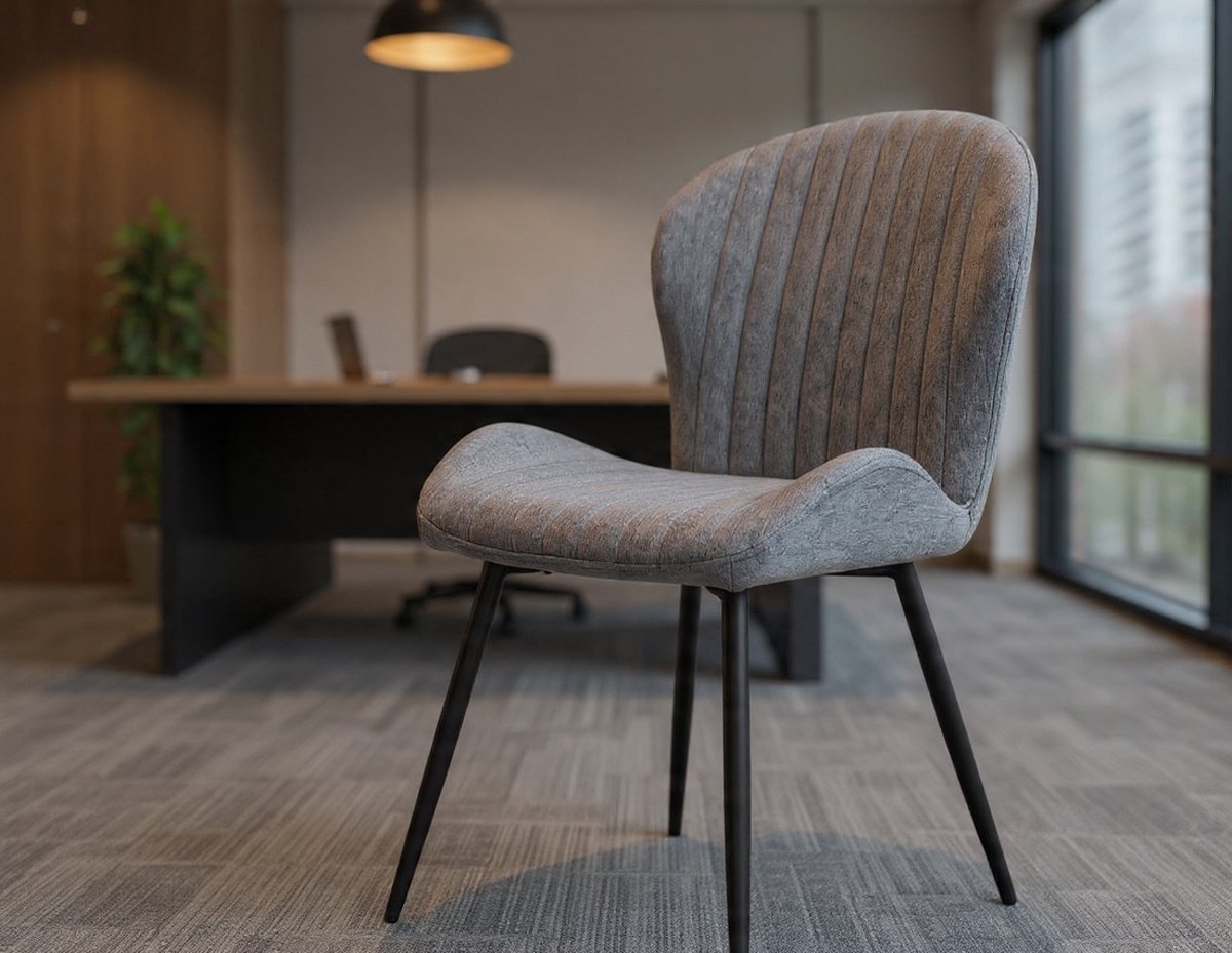 Eetkamerstoelen, set van 2, keukenstoel, eetkamer-/woonkamerstoel, ergonomische fauteuil, gestoffeerde stoel, metalen poten, voor eetkamer, woonkamer, slaapkamer, donkergrijs - Casa Serena