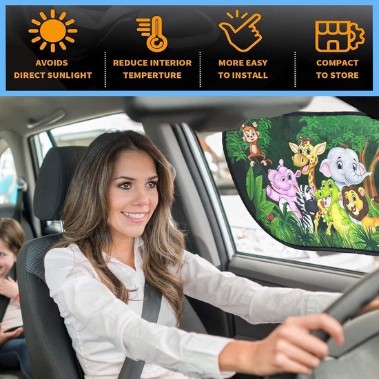 Zonnekleppen voor in de auto voor kinderen/baby's - Uniek zonwerend effect - biedt bescherming zonder het licht volledig te blokkeren - eenvoudig te installeren - elektrostatische filmadsorptie - 2 stuks - afmeting 51 x 31 cm –E van Merkloos — afbeelding 5