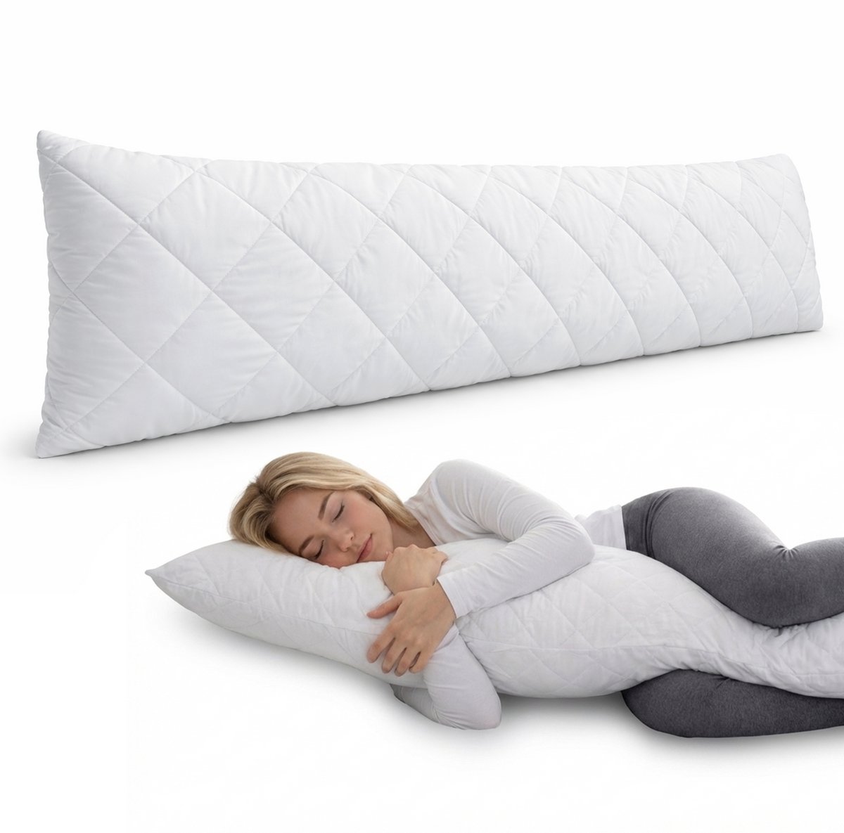 Comfeur Body Pillow - Ergonomisch - Zijslaapkussen, Zwangerschapskussen & Voedingskussen - Incl. Wasbare Kussensloop - Lichaamskussen met Wasbare Hoes - 40x145 cm – foto 8