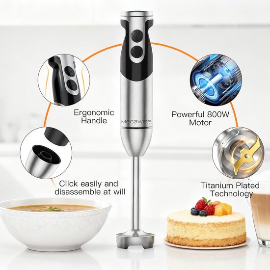 Krachtige Staafmixer Set Zwart 3-in-1 Keukenapparaat — afbeelding 3