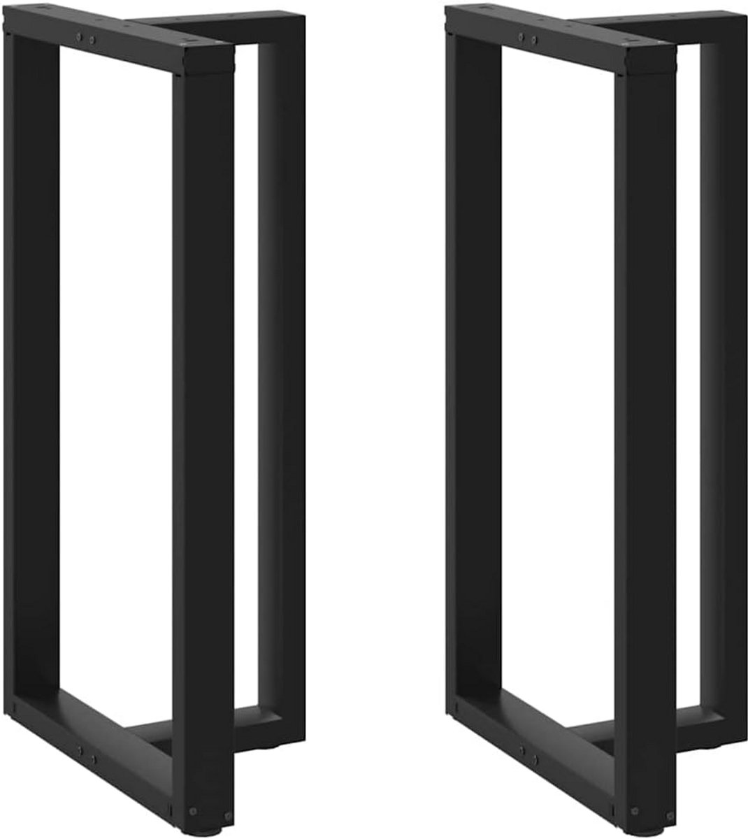 2x T-vormige Bartafelpoten Zwart Staal Hoogte Verstelbaar 60x35x110cm