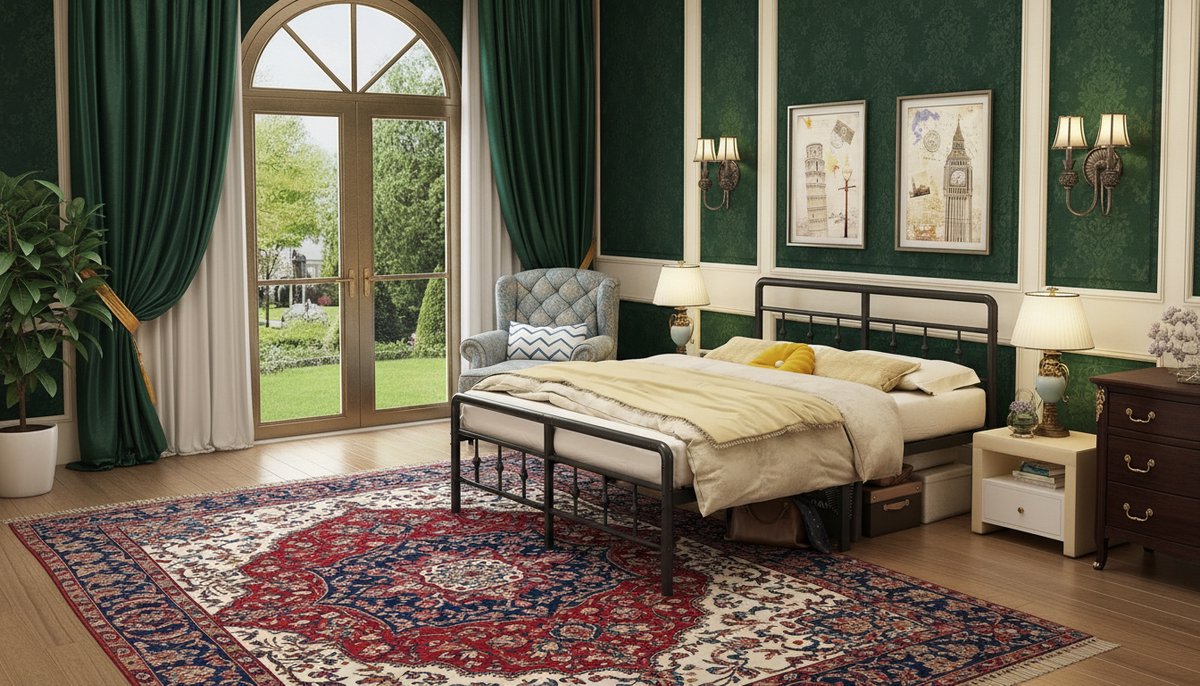 Metalen Tweepersoonsbed 160x190 cm Zwart – Duurzaam Casa Velluto Bedframe met Victoriaans Hoofdeinde en Voetenbord, Stalen Lattenbodem, Heavy Duty, Stil en Eenvoudig te Monteren