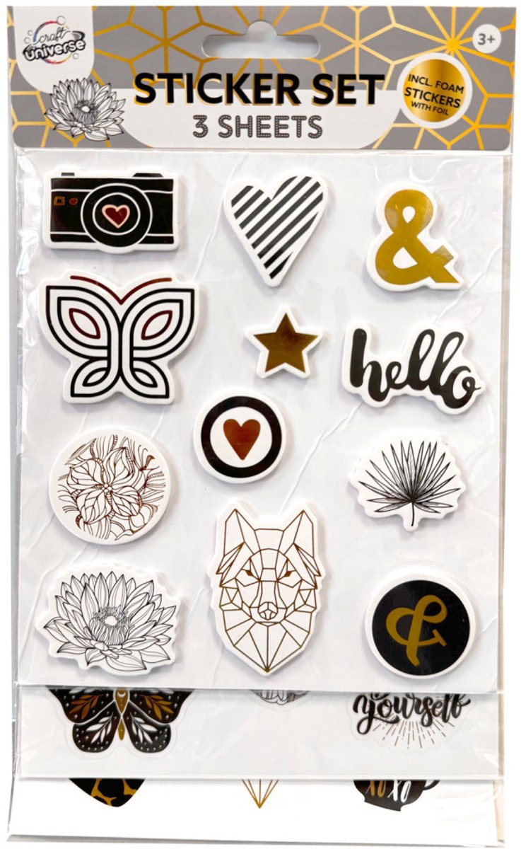 Kleur Zwart-Goud stickerset 3 vellen