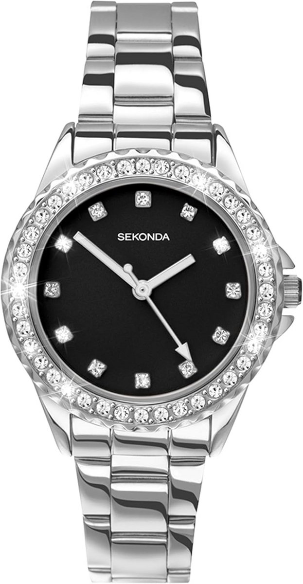 Dameshorloge Analoog Quartz met Stenen Kast en RVS Armband - 33mm