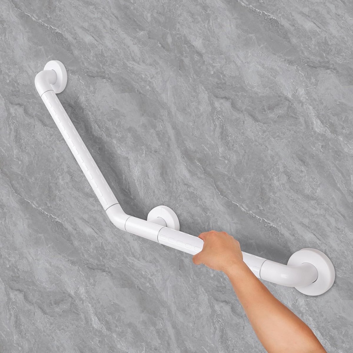 Douchegreep 45 x 45 cm - 135° Hoek - Roestvrij Staal - Anti-slip PVC - 150 kg - Voor Oudere en Gehandicapten