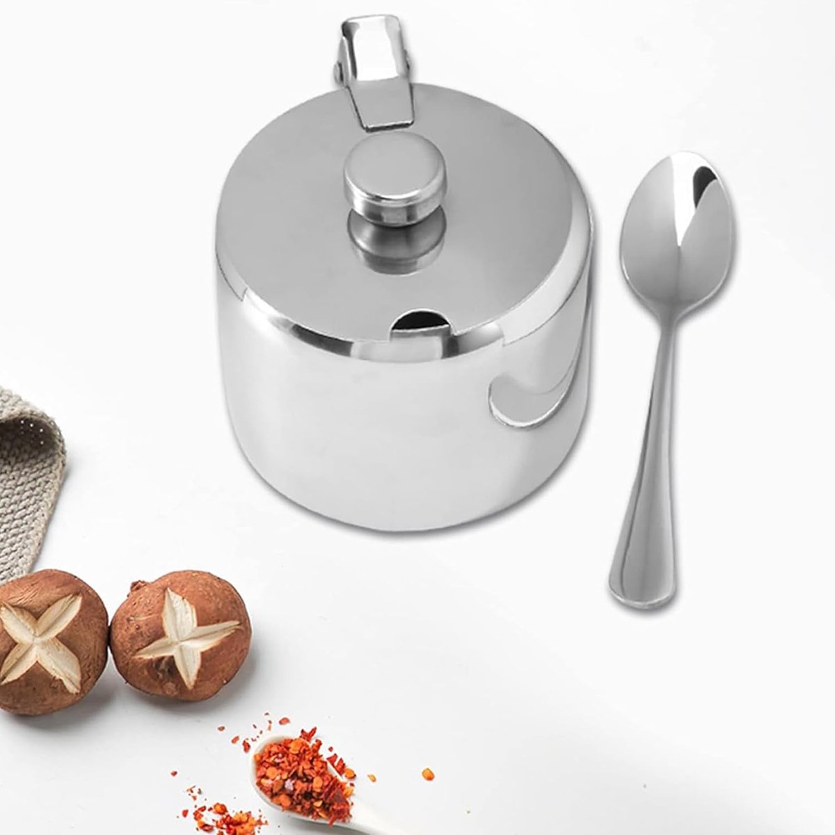 RVS met deksel - suikerpot - specerijpot - kruidenpot - keukenaccessoires