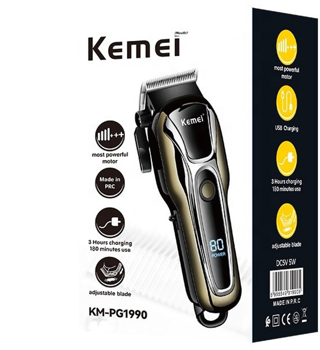 Kemei KM 1990 - Professionele Draadloze Tondeuse thumbnail 3