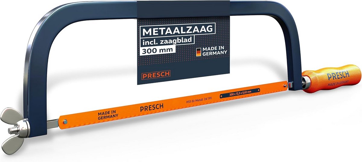 Metaalzaag 300 mm - Bimetaal zaagblad voor precise sneden - 90° rotatie voor horizontaal en verticaal zagen - Snel zaagblad wisselen - handzaag voor metaal, aluminium en kunststof