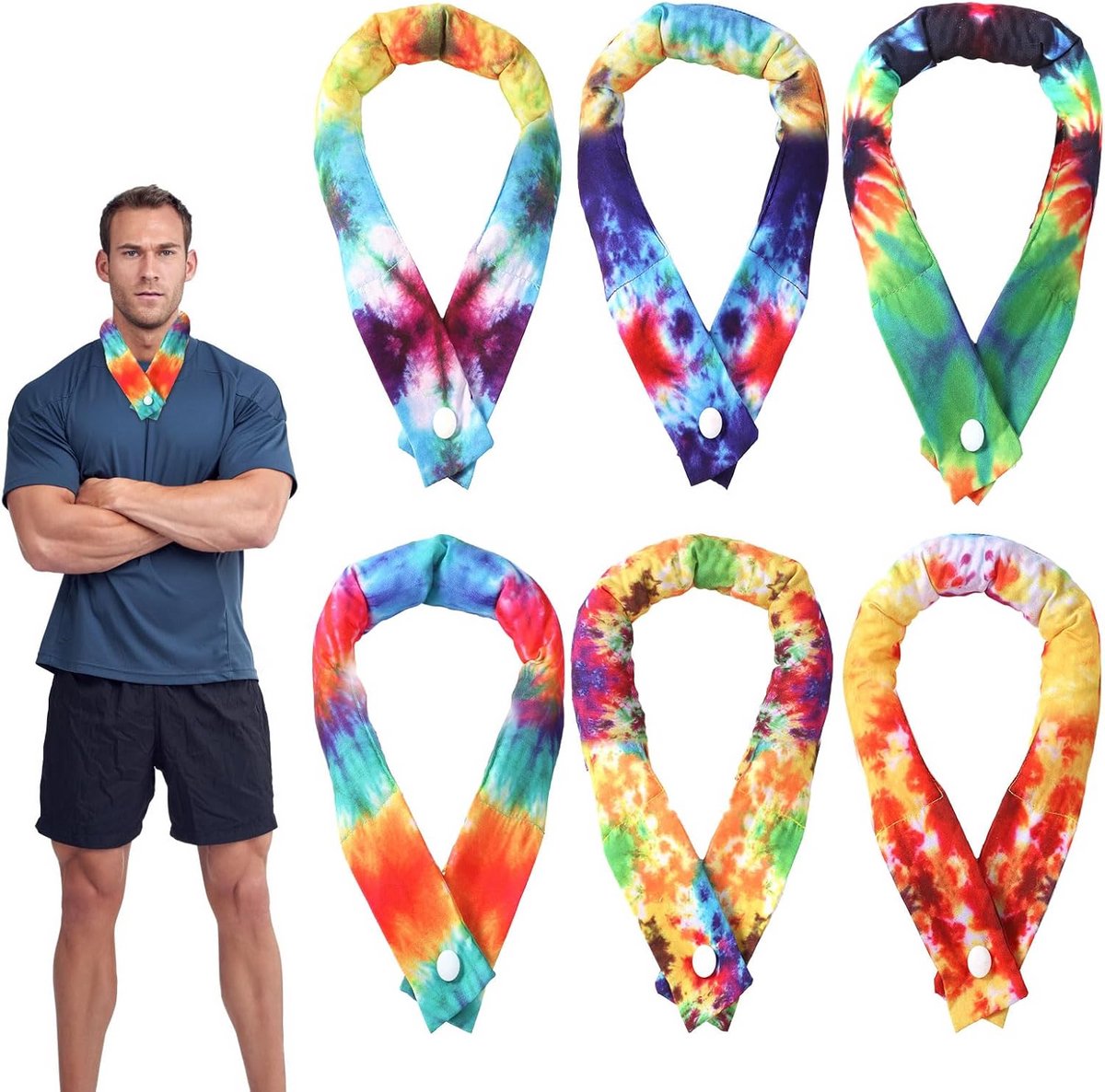 Cooling Halsbandana 63x5 cm - 6 Stuks - Polyester Koelende Halsband voor Buitenactiviteiten