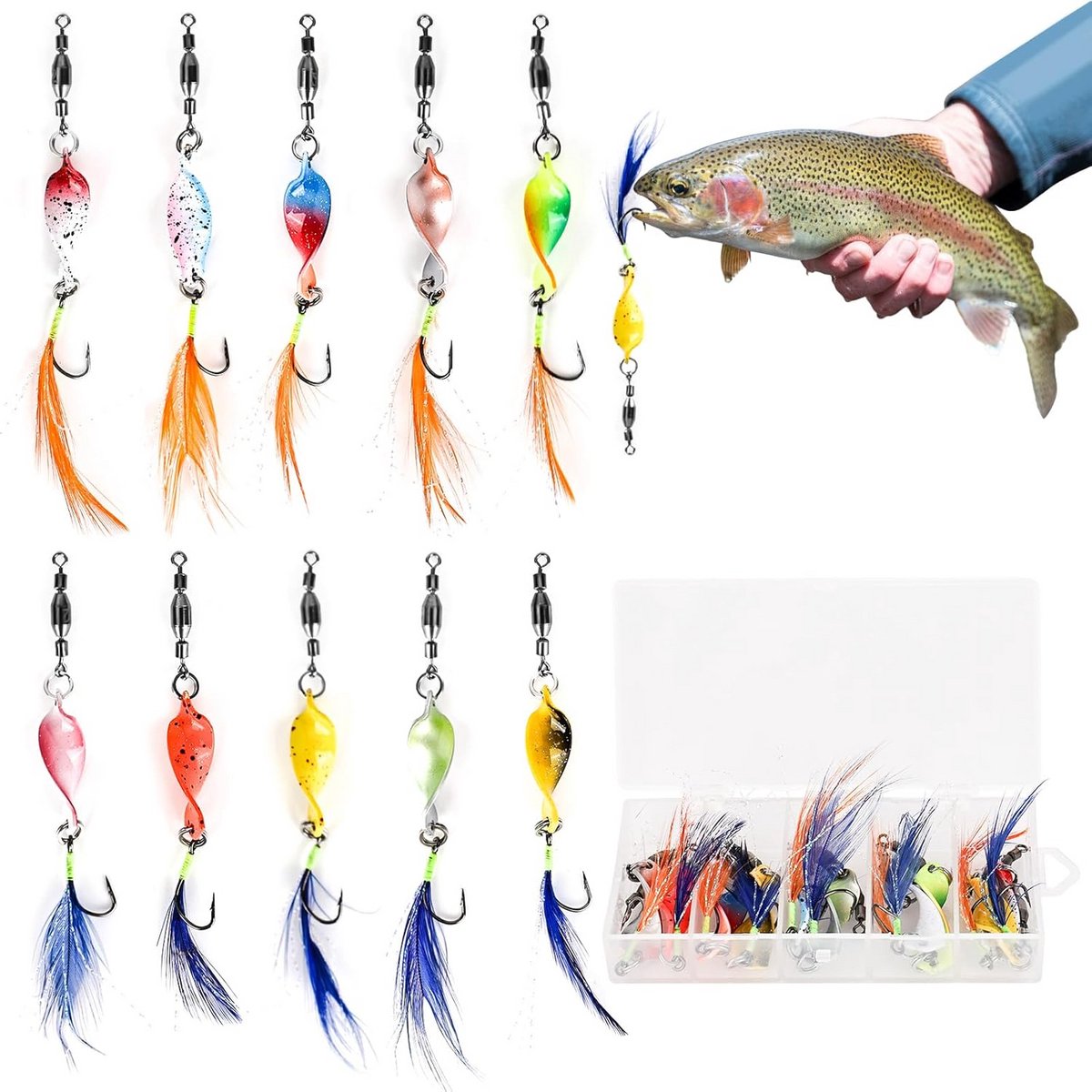 10 stuks vissen lokkend met weerhaken en koperen hanger