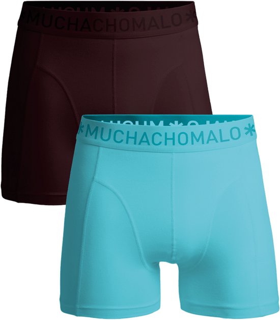 Twee Muchachomalo boxershorts, één blauw, één bordeaux. Met opvallende tailleband.