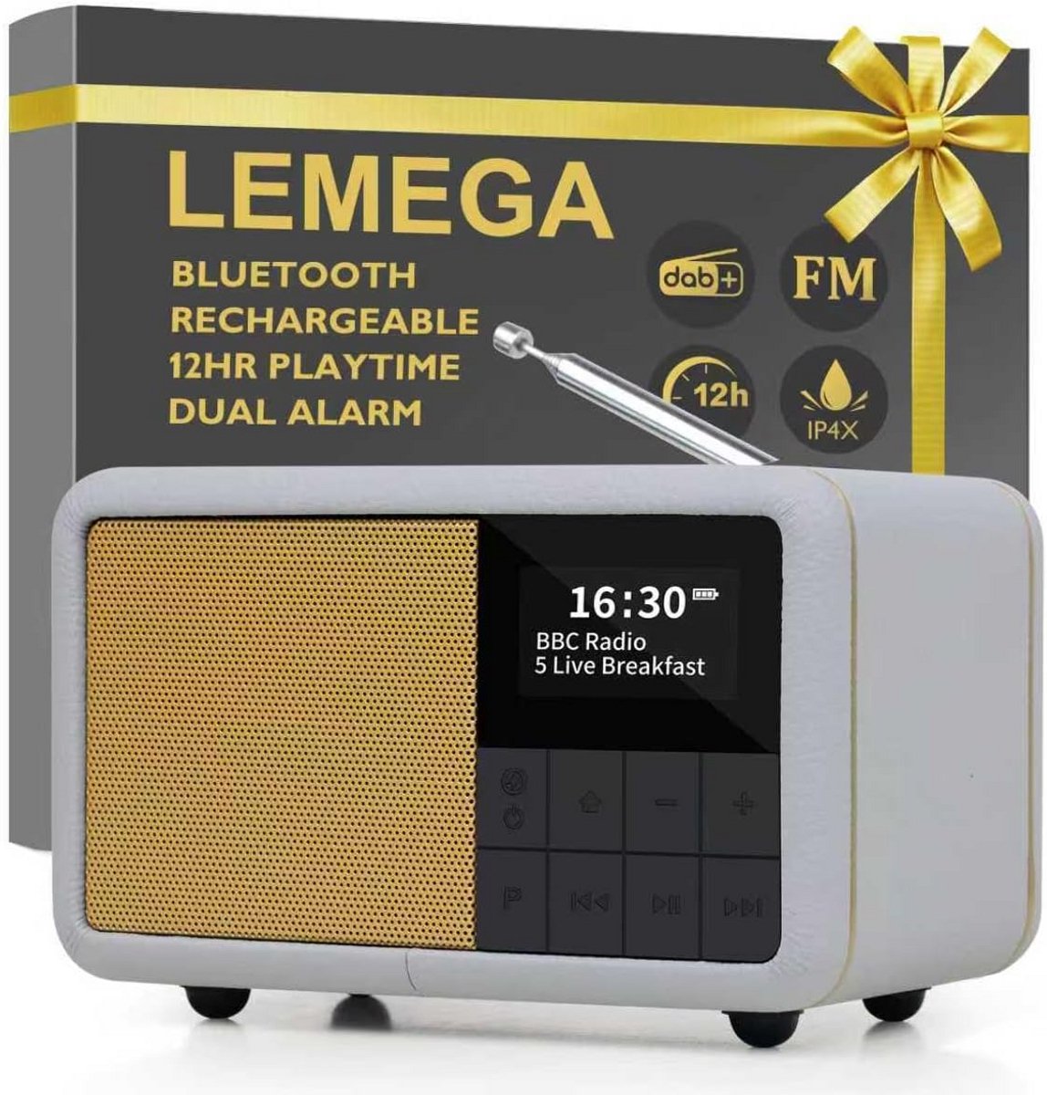 Draagbare DAB+ Radio met Bluetooth - 12 Uur Speeltijd, FM, Waterdicht