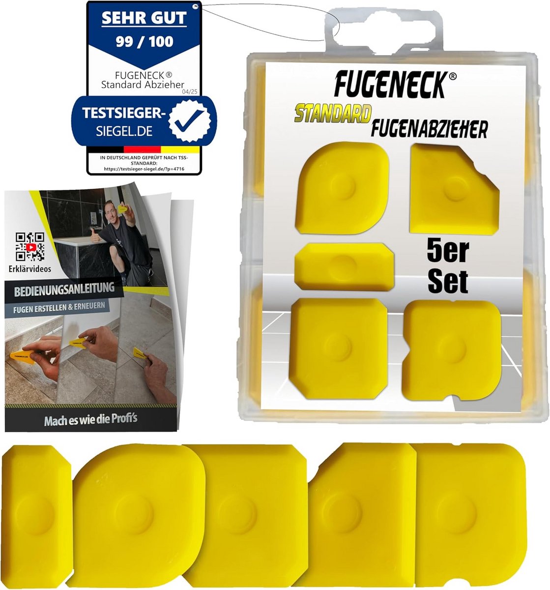 Set van 5 professionele siliconen voeg afstrijkers met opbergbox