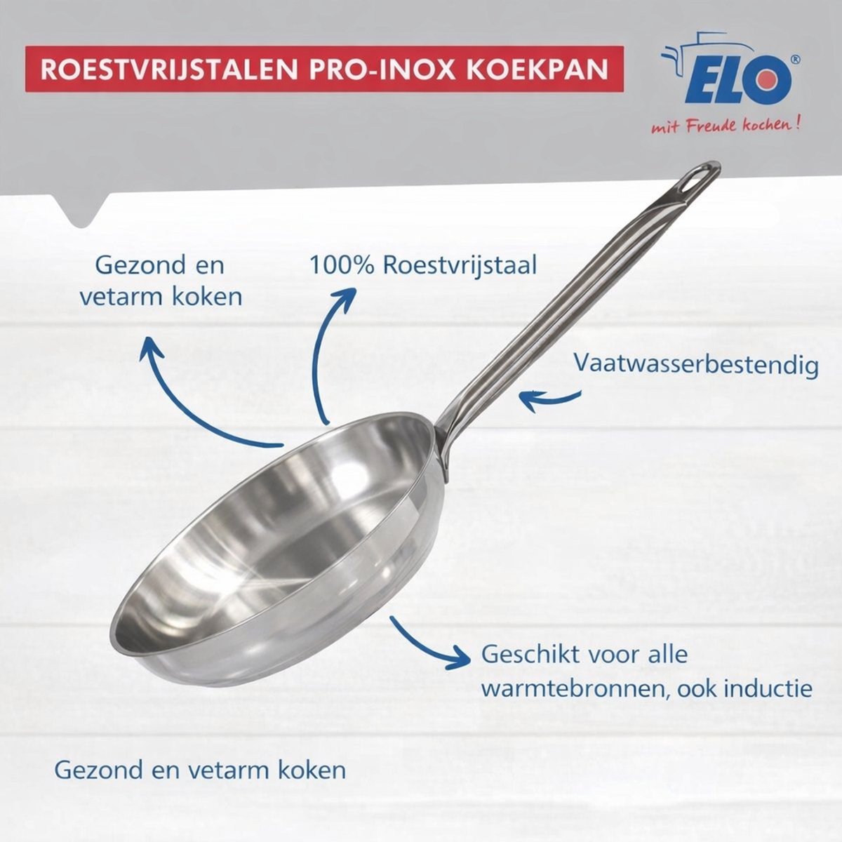 Set van 3 Kookpannen 24, 28 en 32 cm en 4 braadpannen 12, 14, 20 en 24 cm Elo Profi Brillant