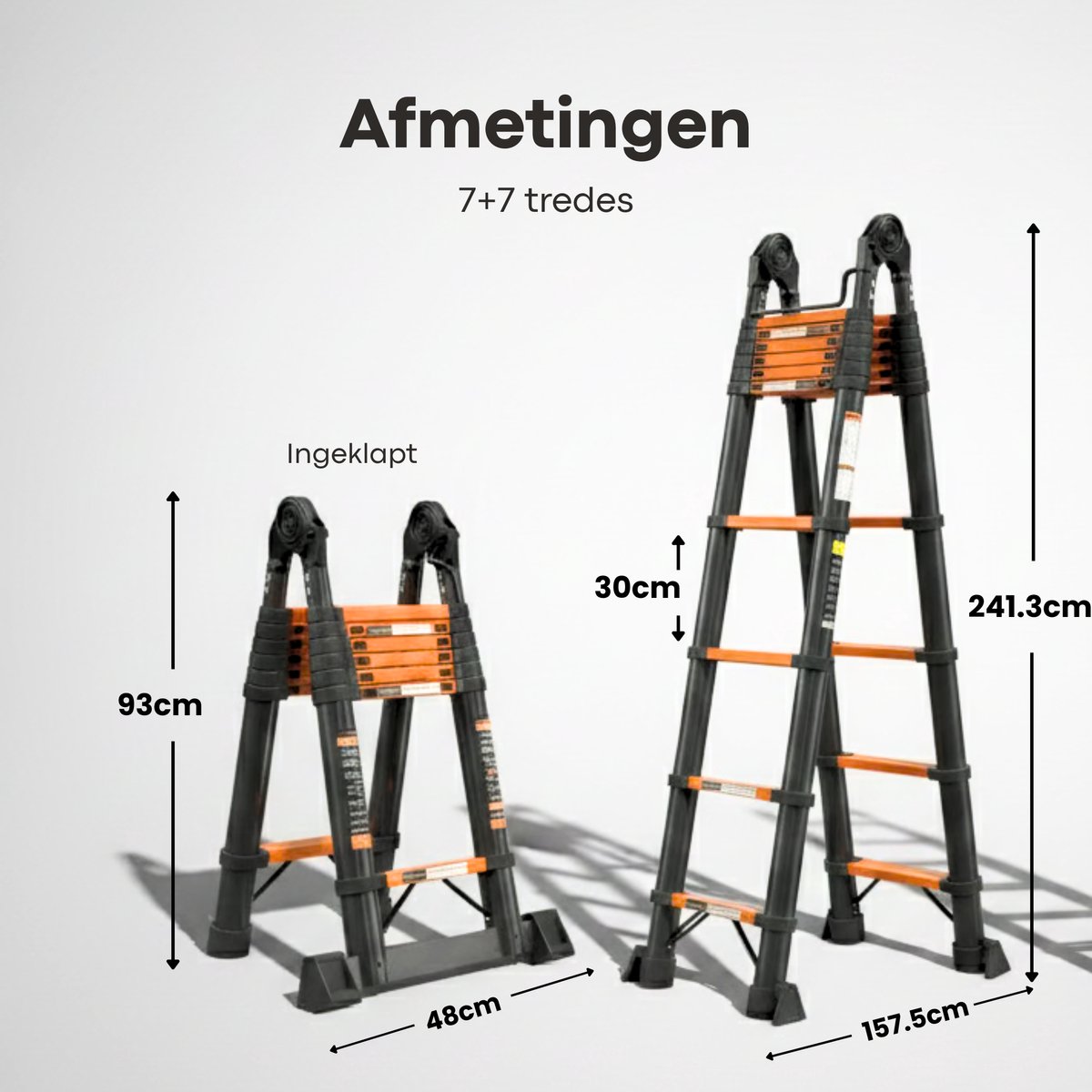 Moeve Vouwladder 5 Meter - Telescopische Ladder - Multifunctionele Aluminium Ladder - Opvouwbare Ladder - Ladder Telescopisch Voor Binnen & Buiten – foto 2