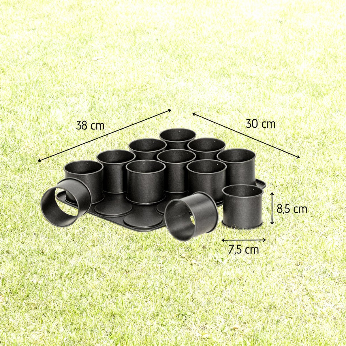 Bakplaat 12 mini ronde verwijderbare vormen 38 x 30 cm Zenker Black Metallic