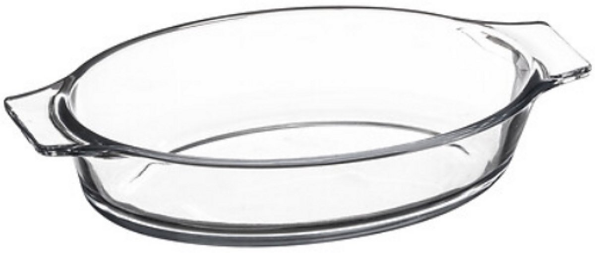 Mini Ovaal Glazen Schaaltje 20 x 11 cm - Met Geïntegreerde Handvatten - Oven- en Saladeschaal - Glas - Glazen schaal - Klein