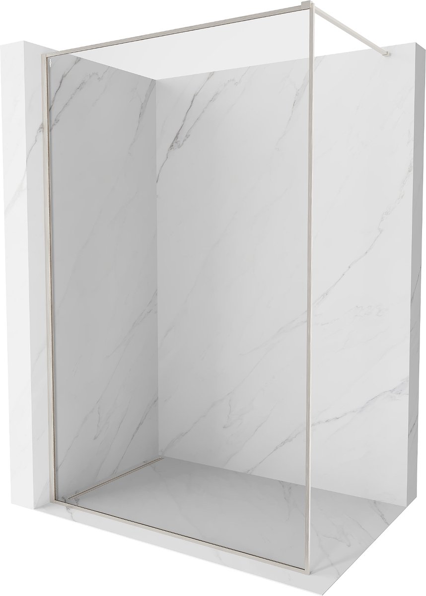 Mexen Kioto-XF douchewand Walk-in met frame 90 x 202 , transparant 10 mm, geborsteld nikkel - 800-090-104-97-00-X