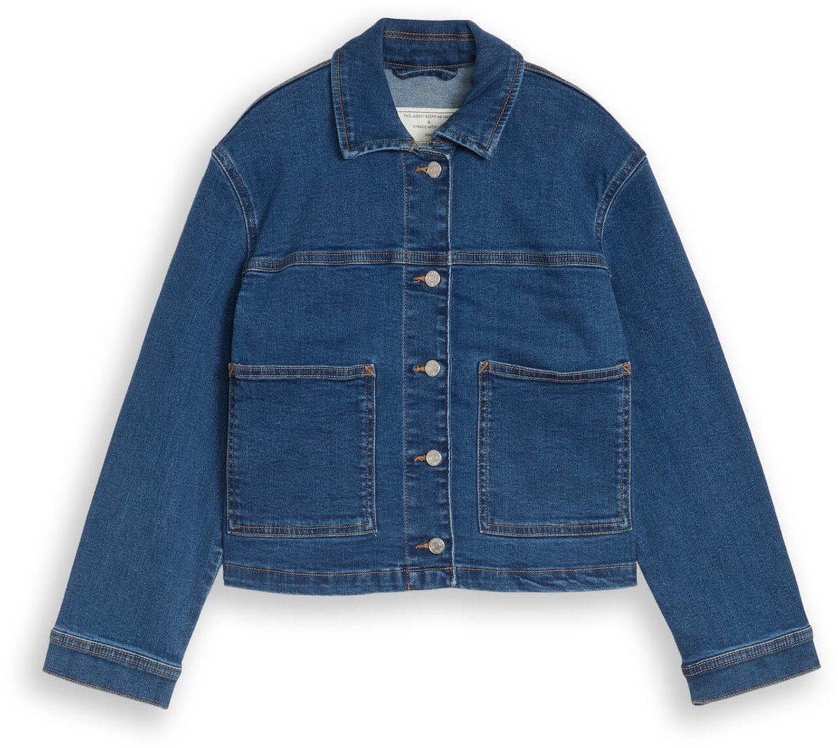 Tom Tailor - Cropped spijkerjasje met stretch - Maat 176 - mid stone bright blue denim