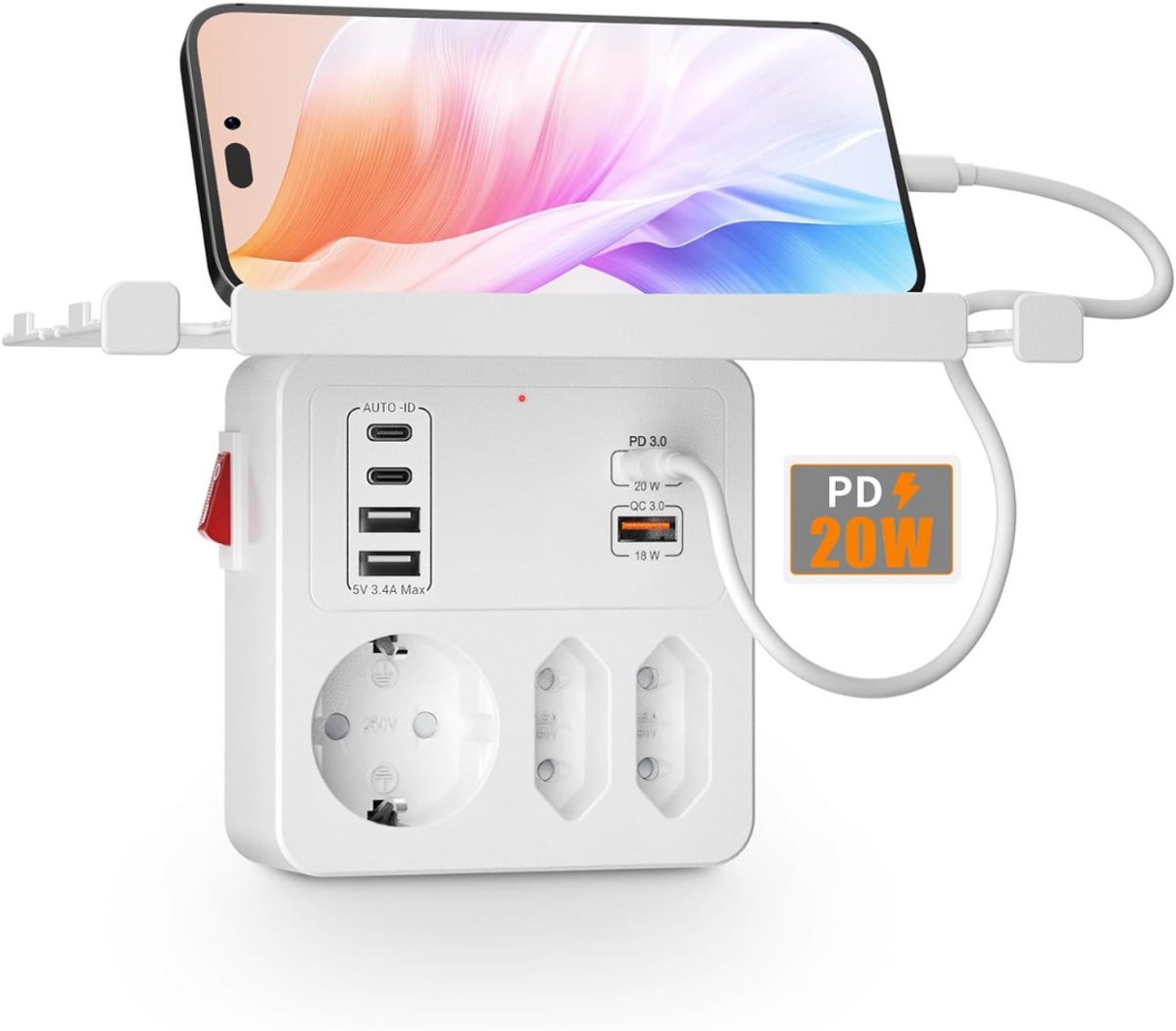 Stekkerdoos met USB - Verdeelstekker - Stopcontact Splitter - Wit