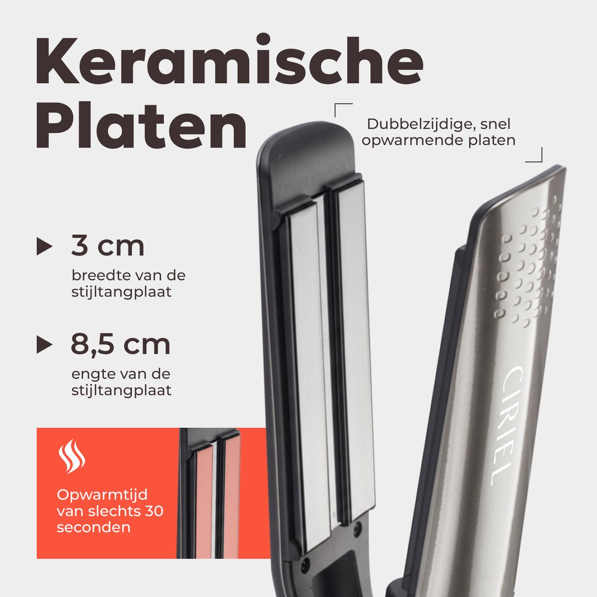 CIRIEL W10 Stijltang met Stoom - 2 in 1 Krultang - afbeelding 2