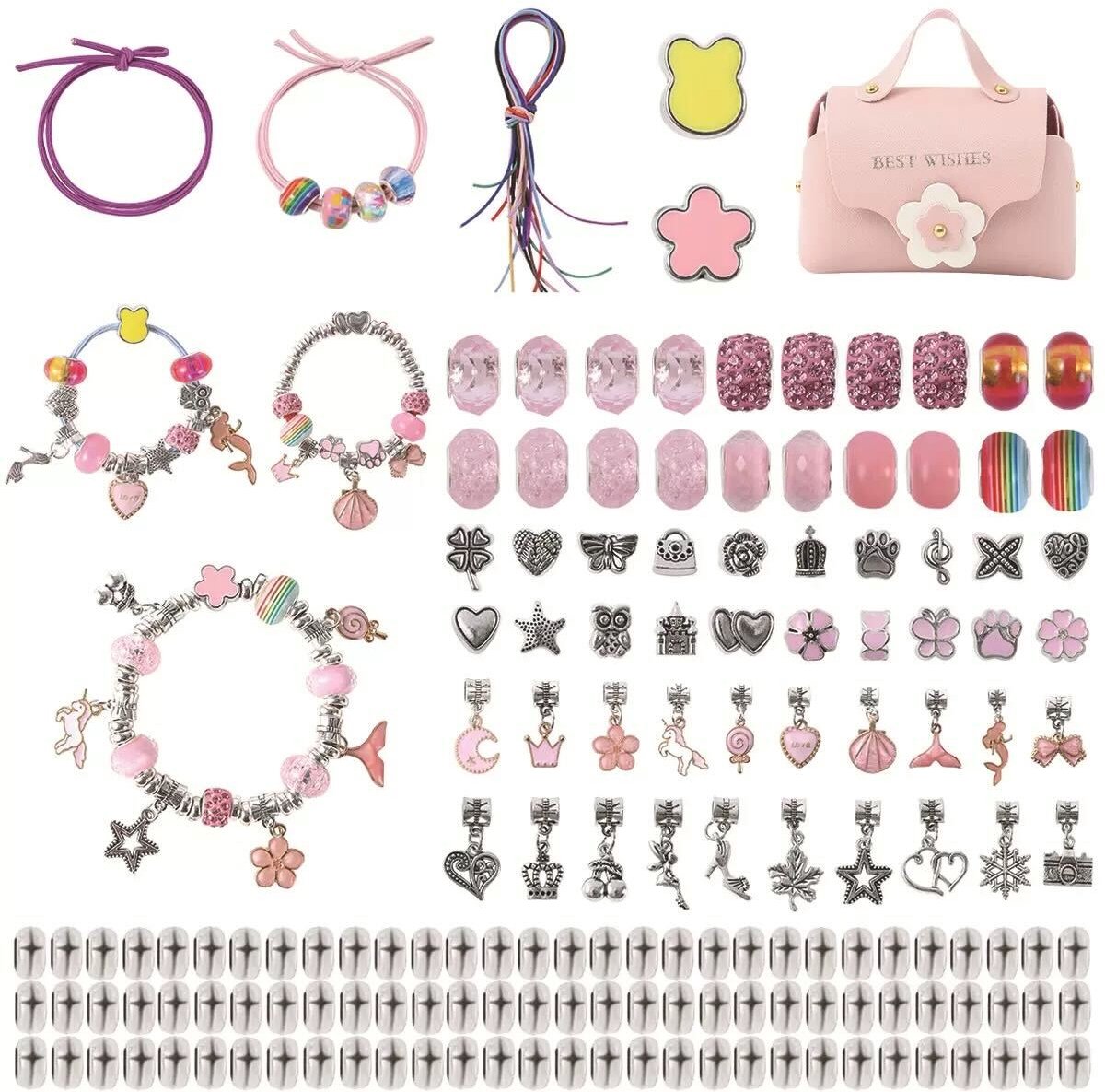 KYDDOI Sieradenset Meisjes - DIY knutselset voor kindersieraden - Met een tas - 159-delige set