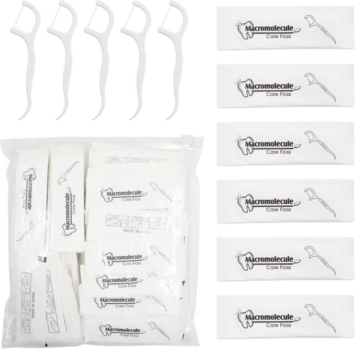 150x Interdentale Flosdraad Picks - Individueel Verpakt Flosstokjes voor Familie en Reizen