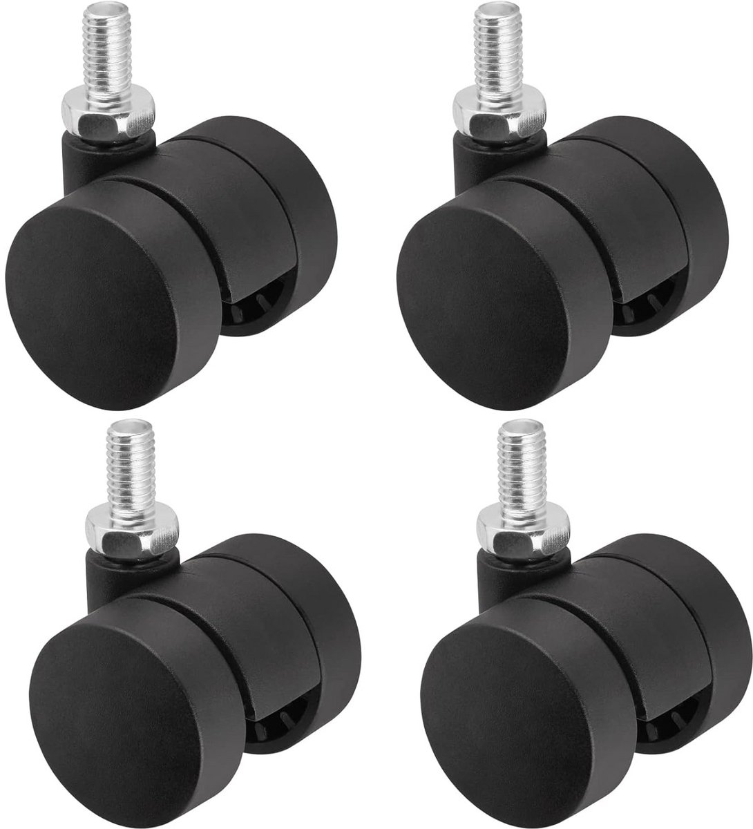 Set van 4 Zwenkwielen voor Meubels met M8 Schroefdraad