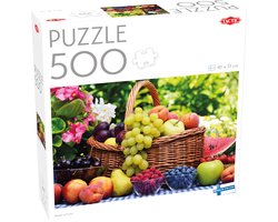 Tactic Basket of Fruits – Puzzel – 500 stukjes – Mand met Kleurrijk Fruit – Stilleven en Voedselillustratie – Hoogwaardige Scandinavische Kwaliteit