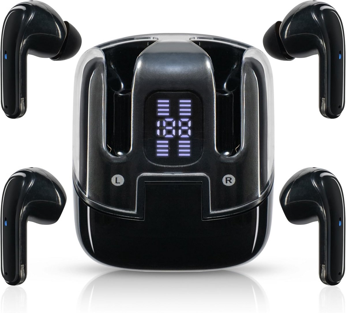 Draadloze Bluetooth hoofdtelefoon set 4-in-1 Dual oplaadbox 80 uur