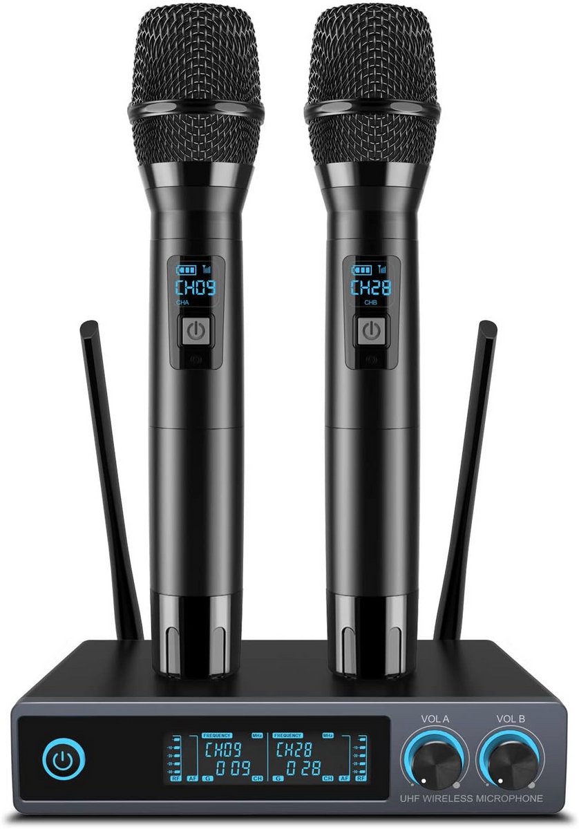 Draadloos Microfoon Systeem - Professionele Dual UHF Microfoon voor Karaoke, Feest, Vergadering en Optredens