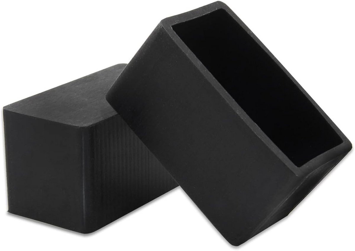 8x Stuks Vierkante Stoeppoten Voor Stoelen en Tafels - Antislip en Krasvrije Beschermers - Zwart 20x40mm
