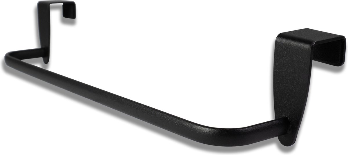 Baulk® - Handdoekrek - Handdoekhouder - Handdoekstang - Vaatdoekhouder - Modern - Zwart - Roestvrij - 27cm x 6 cm - Voor alle kastdeuren