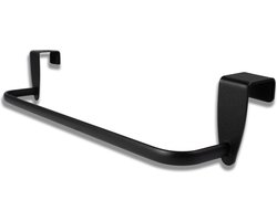 Baulk® - Handdoekrek - Handdoekhouder - Handdoekstang - Vaatdoekhouder - Modern - Zwart - Roestvrij - 27cm x 6 cm - Voor alle kastdeuren
