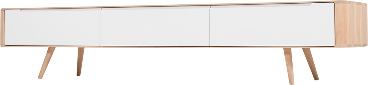 Gazzda Ena Lowboard Whitewash - TV meubel - Hout - Massief Eiken - Wit - 225 cm