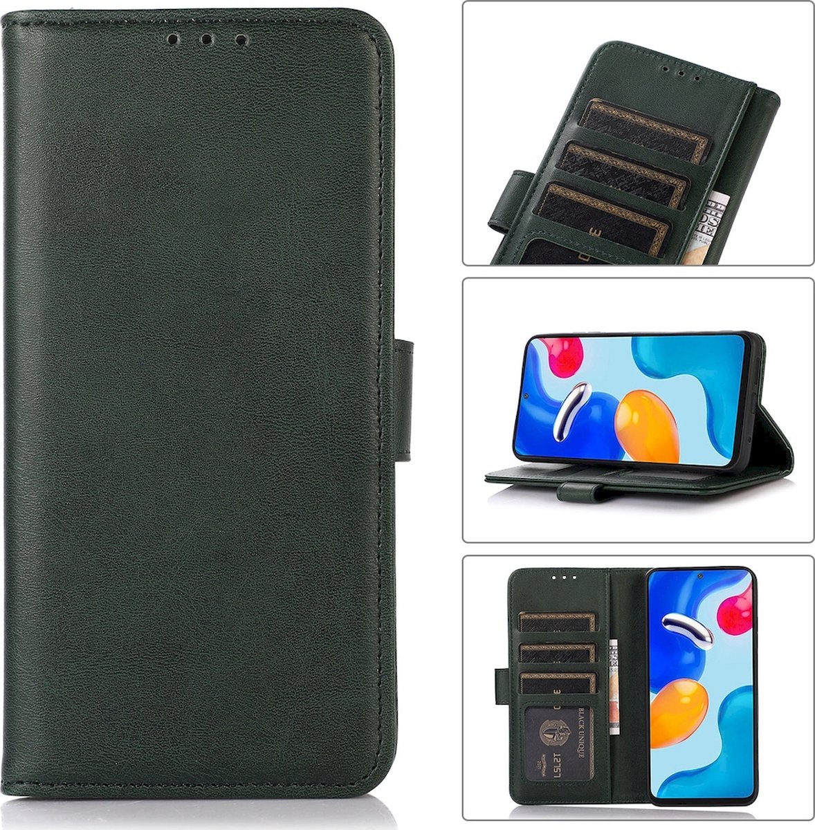 Mobigear Telefoonhoesje geschikt voor Apple iPhone 15 Pro Hoesje | Mobigear Wallet Bookcase Portemonnee | Pasjeshouder voor 3 Pasjes | Telefoonhoesje voor Pinpas / OV Kaart / Rijbewijs - Groen