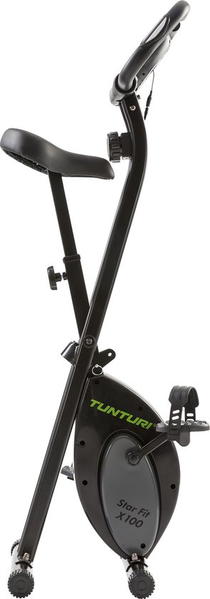 Zwarte opvouwbare hometrainer van het merk Tunturi.