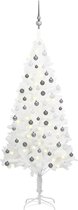 vidaXL - Kunstkerstboom - met - verlichting - en - kerstballen - 150 - cm - PVC - wit