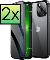 Hoes Geschikt voor iPhone 11 Hoesje Magnetische Hoes Back Cover Metalen Case Hoes Stevig Telefoonhoesje - Zwart - 2x