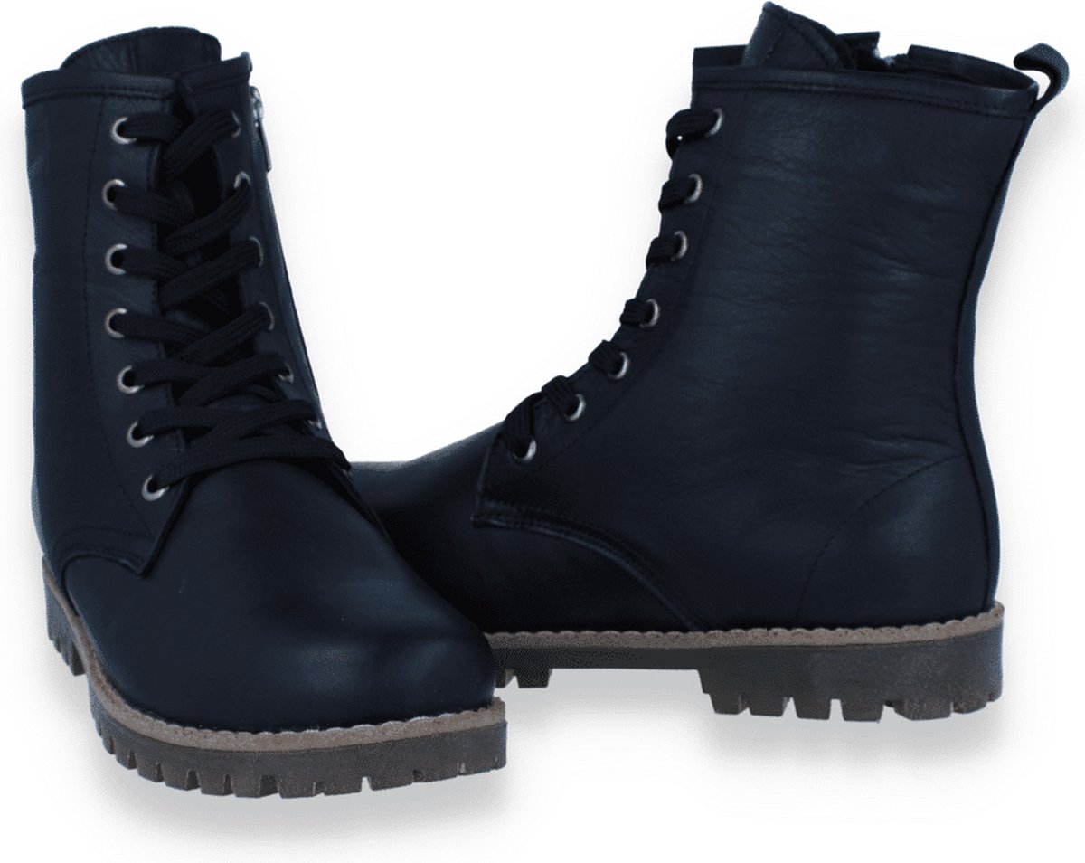 Andrea Conti Dames Leren Veter Enkellaars Uitneembaar Voetbed 0342847002 Zwart