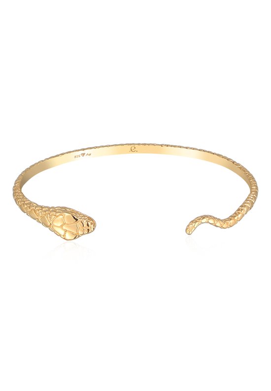 Elli PREMIUM Bracelet Femme Armring Ouvert Motif Serpent en Argent 925 plaqué Or