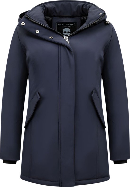 Lange Winterjas Dames met Capuchon - Dames Winterjas Parka - Gewatteerde Jas Dames - Slim Fit - 0681 - Blauwe Jas