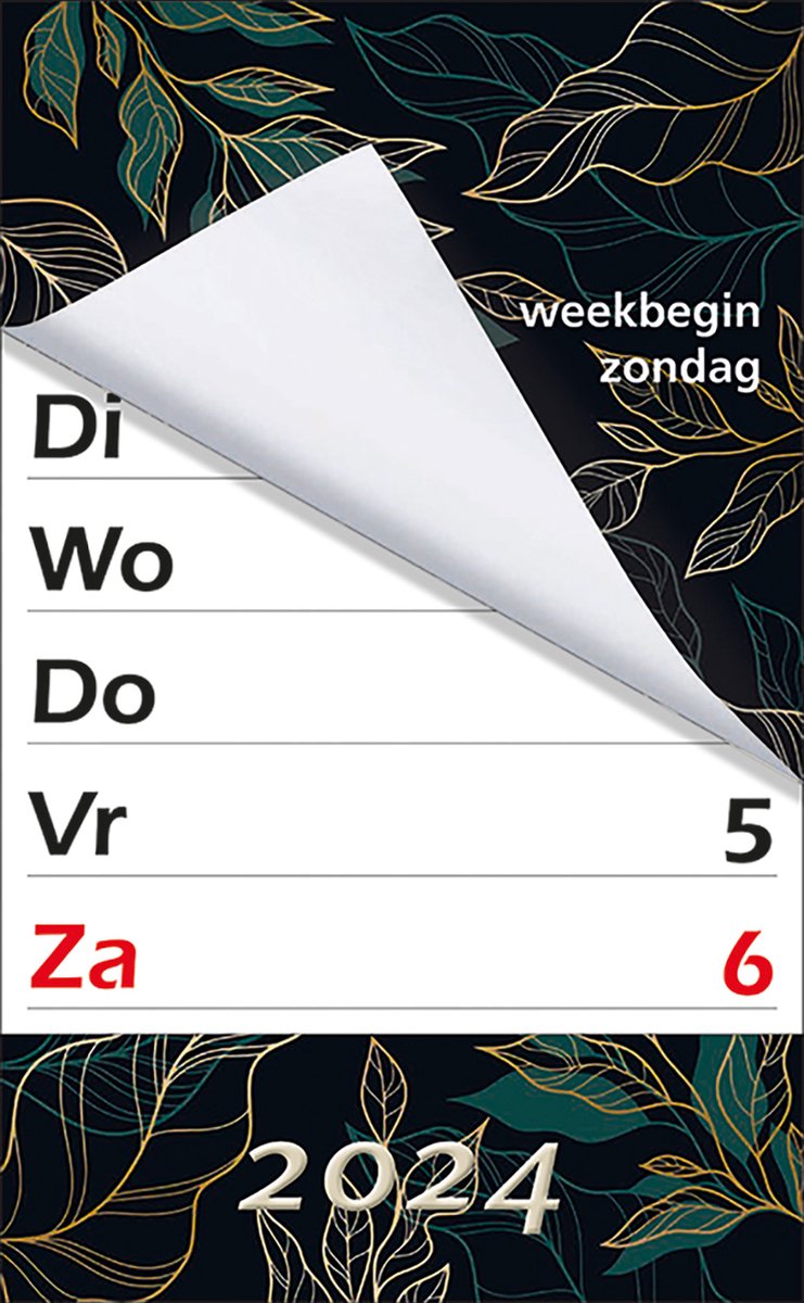 MGPcards - XL-kalender 2024 - Week begint op Zondag - Bladeren - Groen