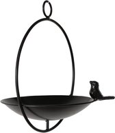 Boltze Vogelbad/voederschaal - zwart - ijzer - D22 x H27 cm - drinkschaal voor tuinvogels