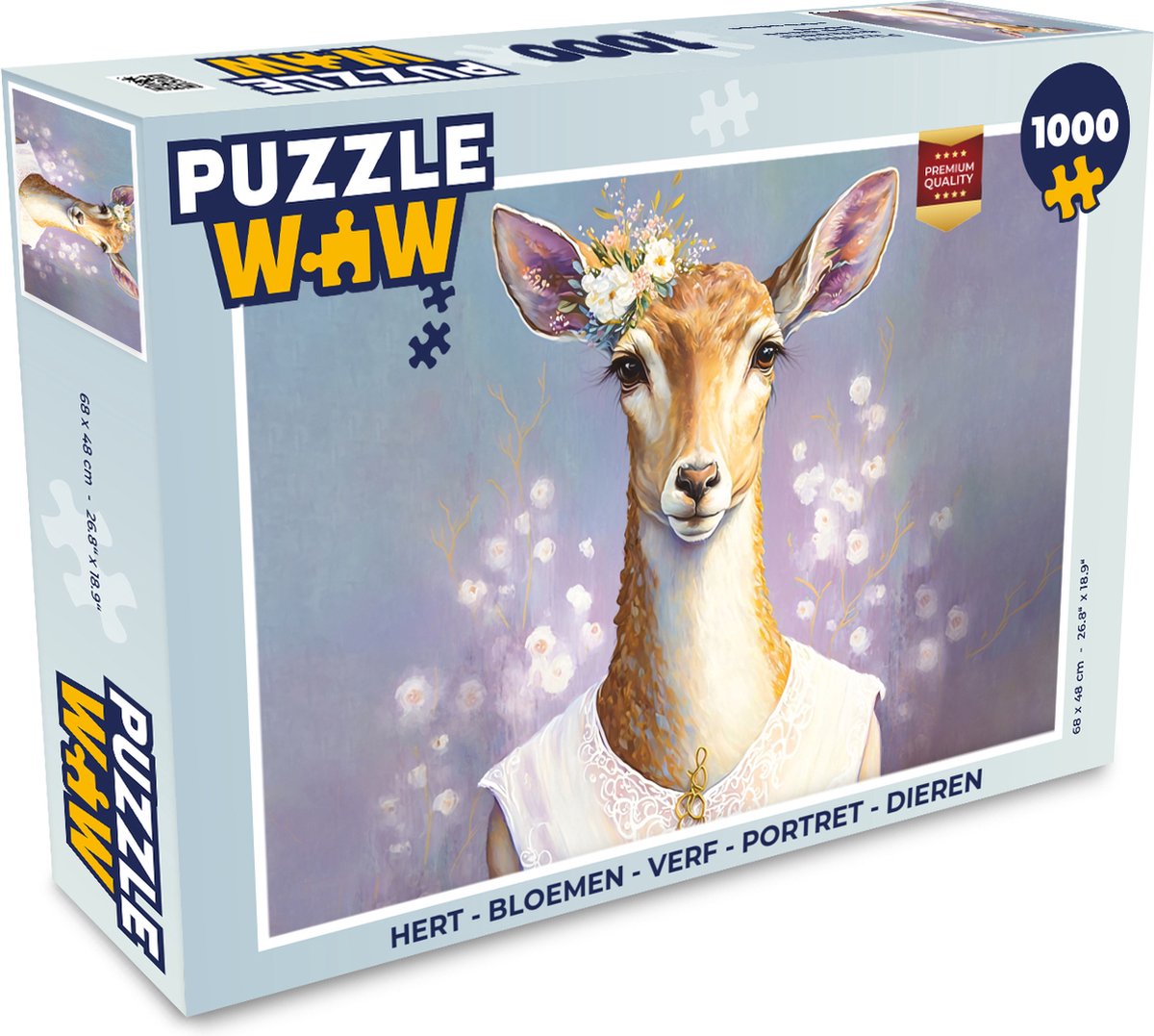Puzzel Hert - Bloemen - Verf - Portret - Dieren - Legpuzzel - Puzzel 1000 stukjes volwassenen