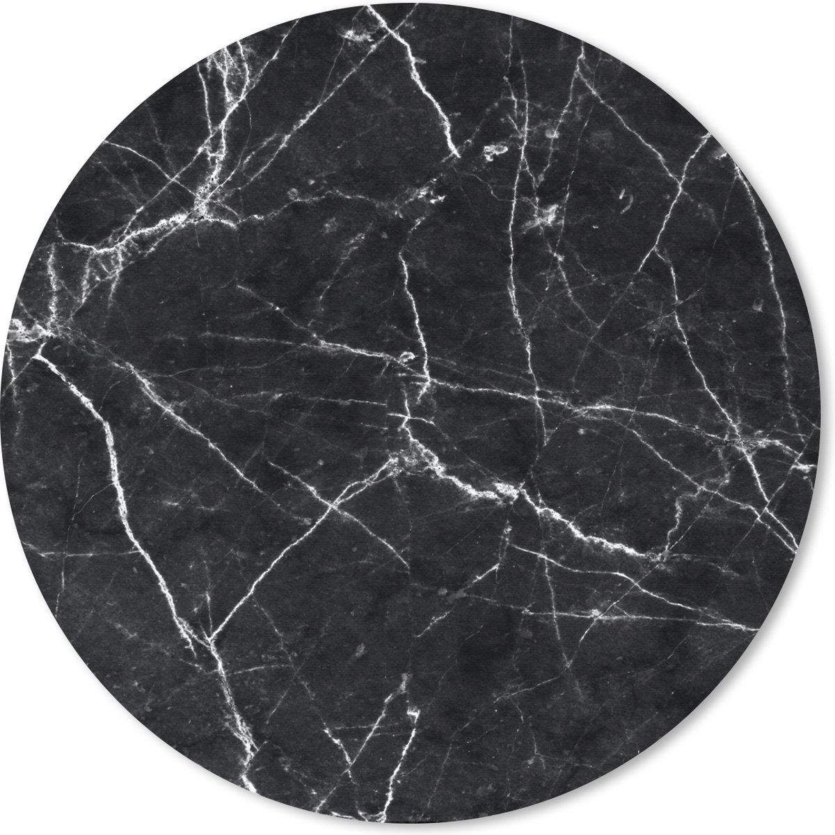 Muismat rond 30x30 cm - Mousepad Marmer - Zwart - Design - Chic - Ronde muismatten