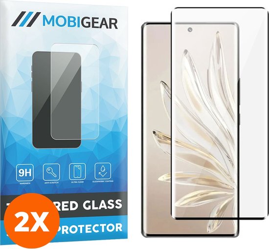 Mobigear Screenprotector geschikt voor HONOR 70 Glazen | Mobigear Premium Screenprotector - Case Friendly - Zwart (2-Pack)